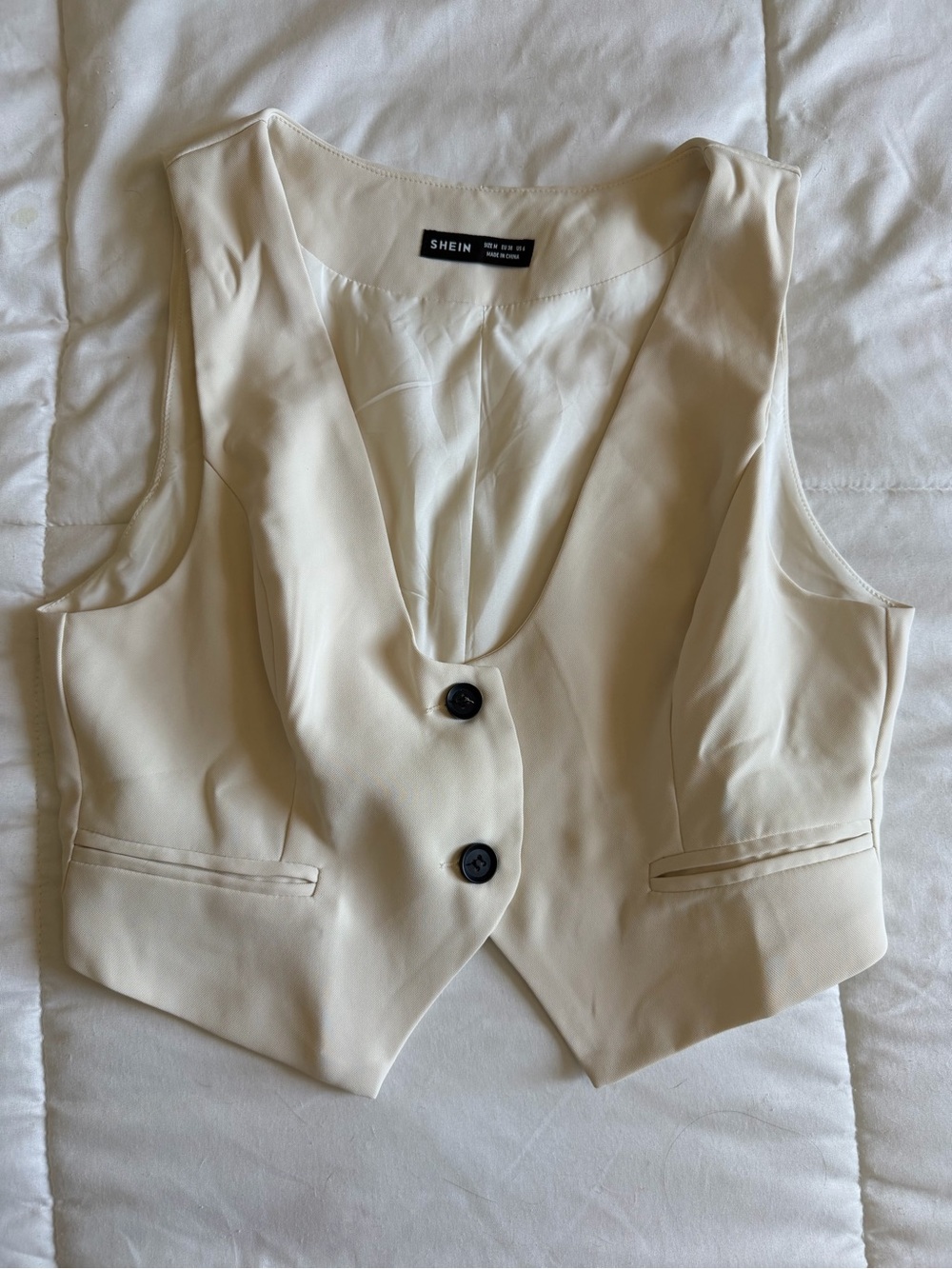 SHEIN Cream Button-Front Tailored Women's Vest